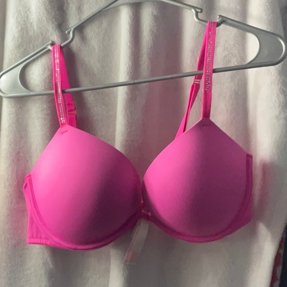 Victoria’s Secret Barbie Pink bedazzled strap super push-up bra